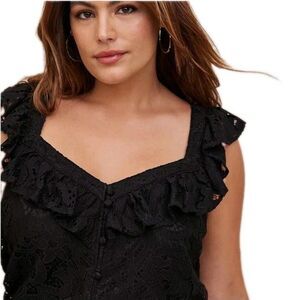 Torrid Black Lace Whimsigoth Ruffle Top Witchy Fairygoth Romantic Feminine 3X